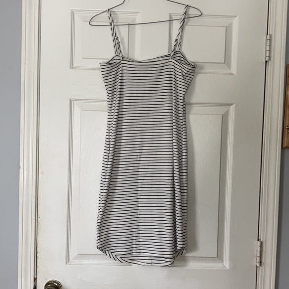 Mind Code black white stripped button up dress - Picture 3 of 17